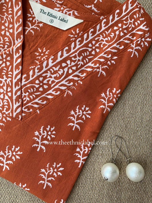 "Bhoomi" Hand Block Printed Cotton kurta
