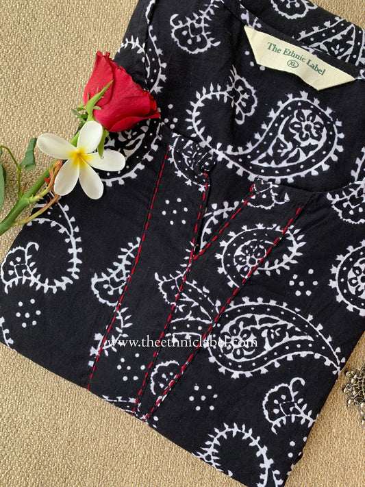 "Ghazal" Kantha Block Printed Cotton kurta (S to 5XL)