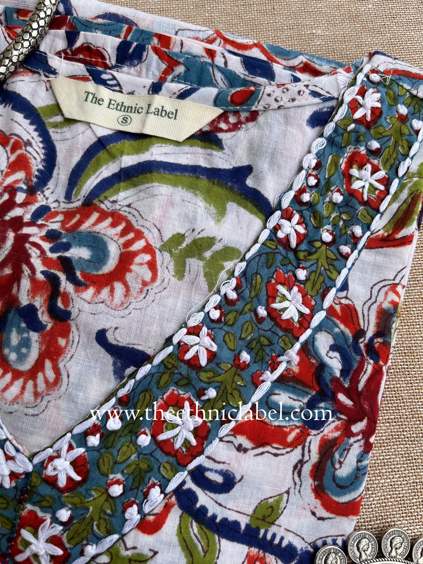 "Madhuri" Hand Work Block Printed Cotton kurta