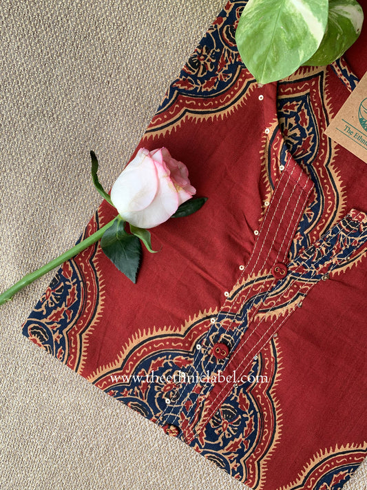 "Sargam" Ajrakh Printed Cotton kurta