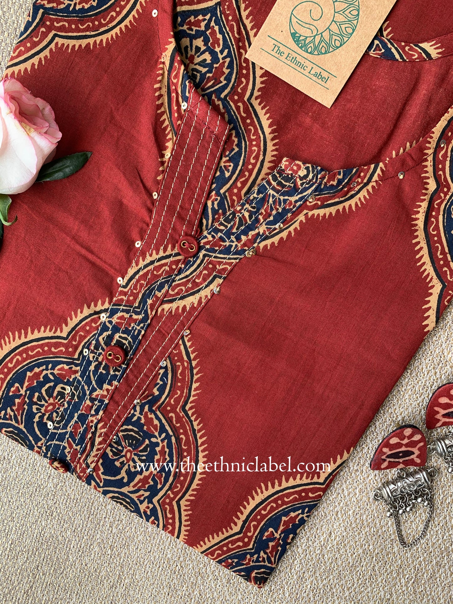 "Sargam" Ajrakh Printed Cotton kurta