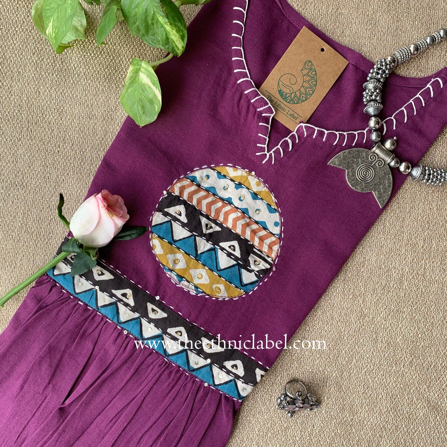 "Pratha-Purple" A Line Cotton kurta