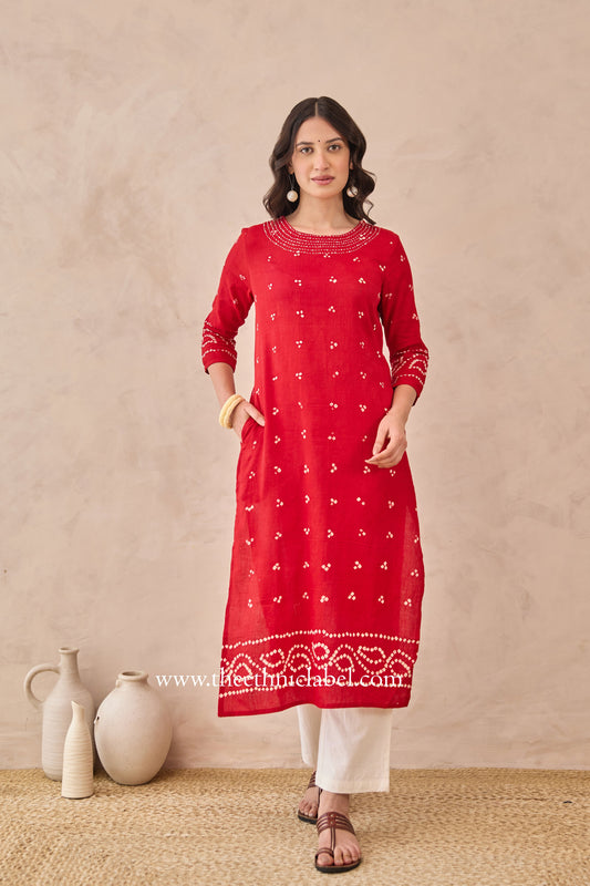 "Soumya" Pure Bandhani Cotton Kurta