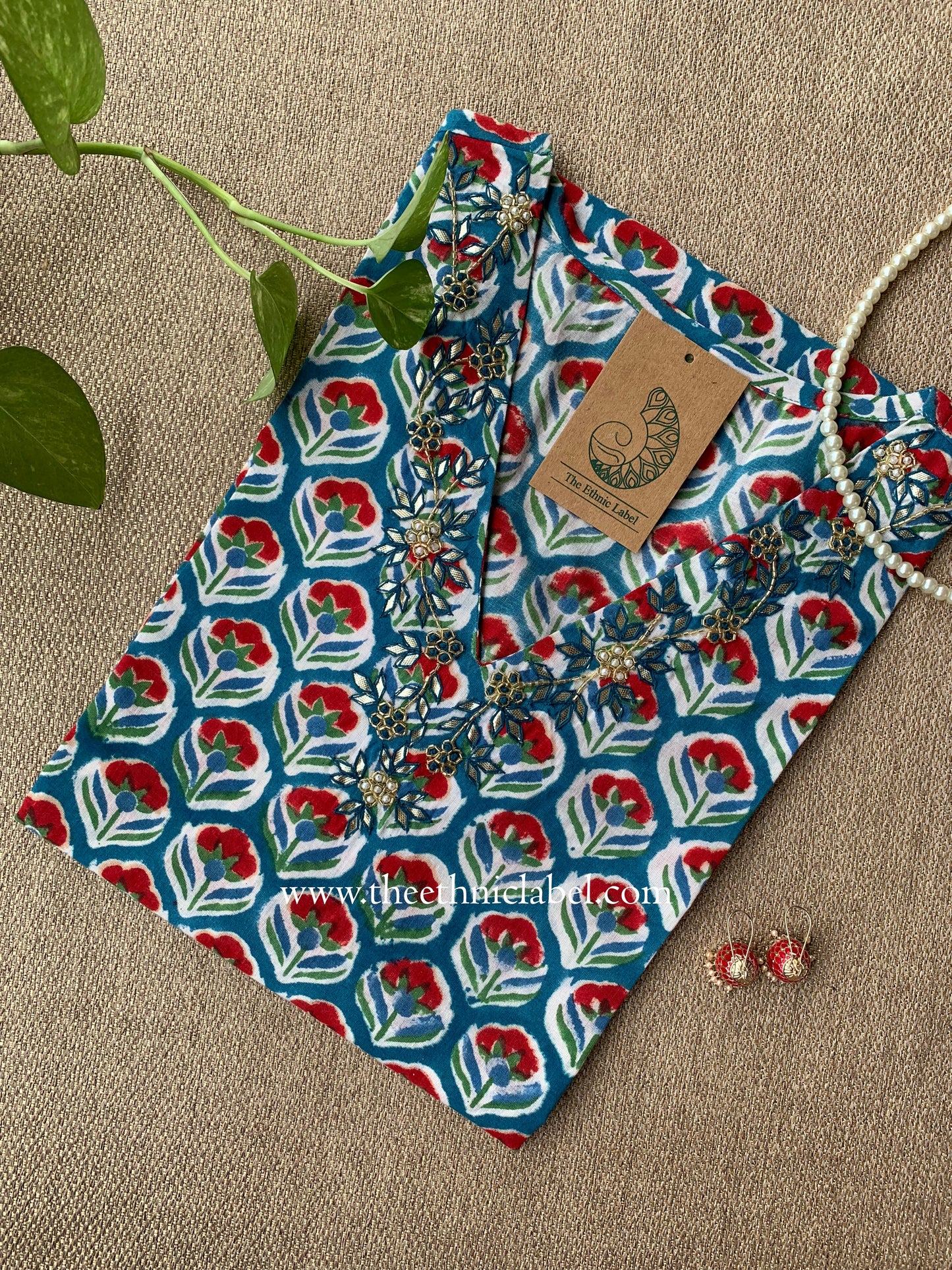 "Neelima" Hand Embroidered Cotton kurta