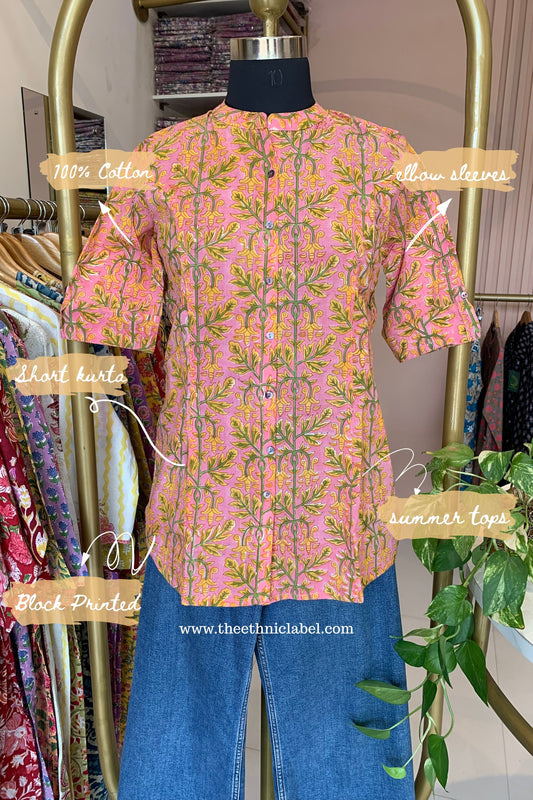 "Shikha" Block Printed Cotton Short kurta