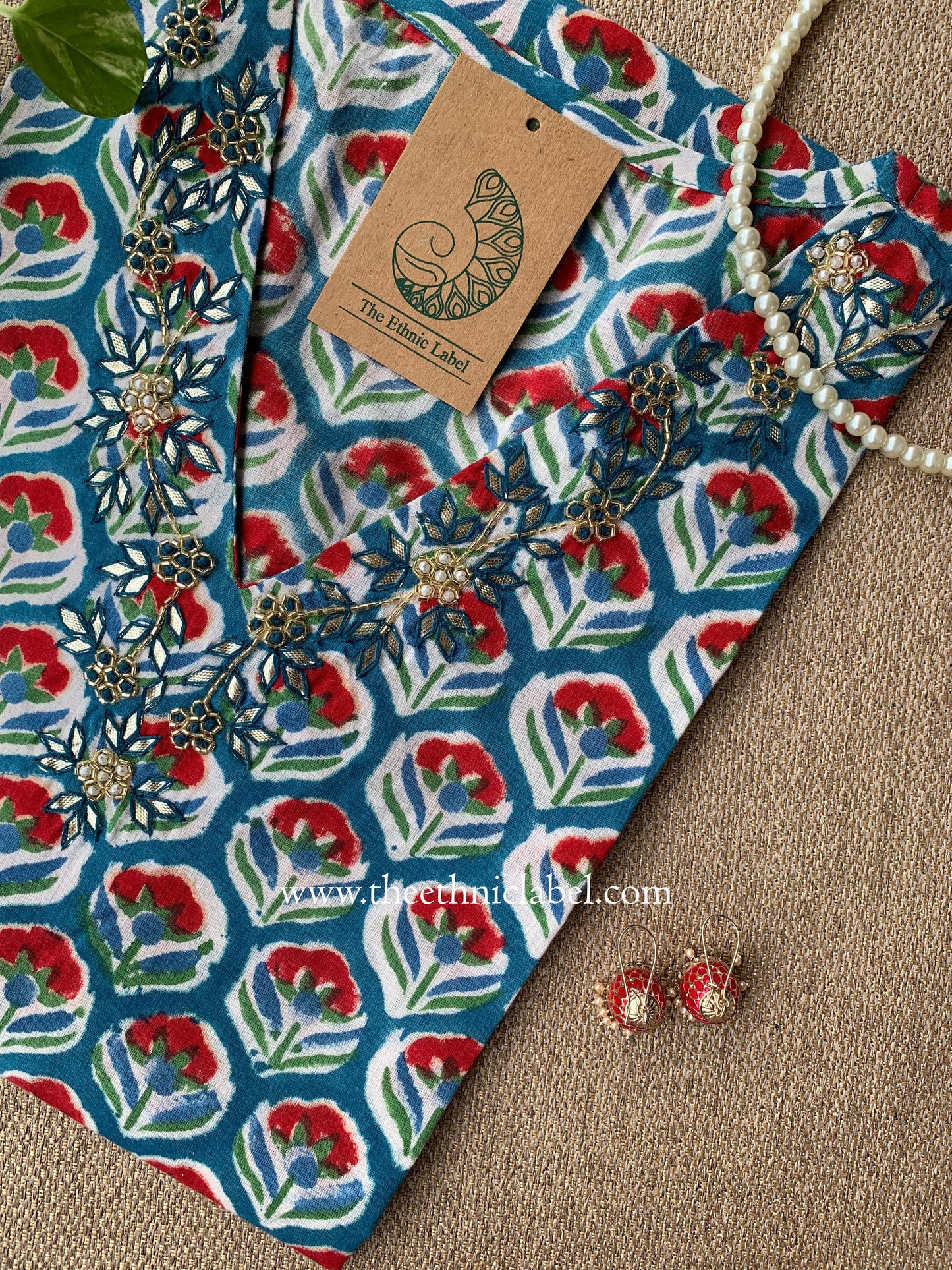 "Neelima" Hand Embroidered Cotton kurta