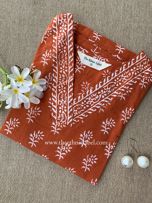 "Bhoomi" Hand Block Printed Cotton kurta