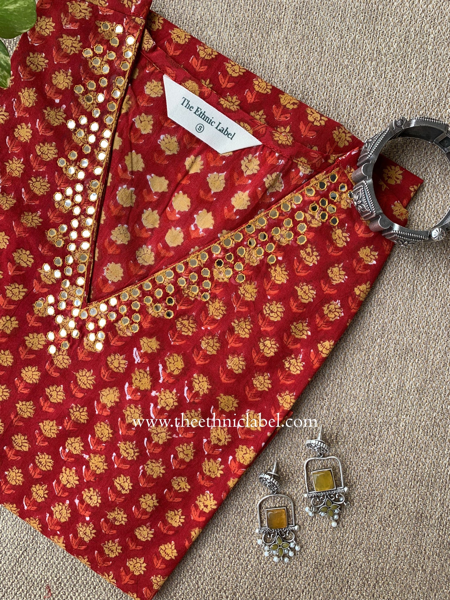 "Kumkum" Hand Embroidered Cotton kurta