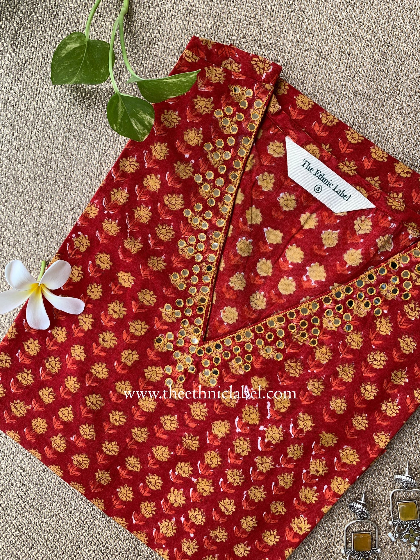"Kumkum" Hand Embroidered Cotton kurta