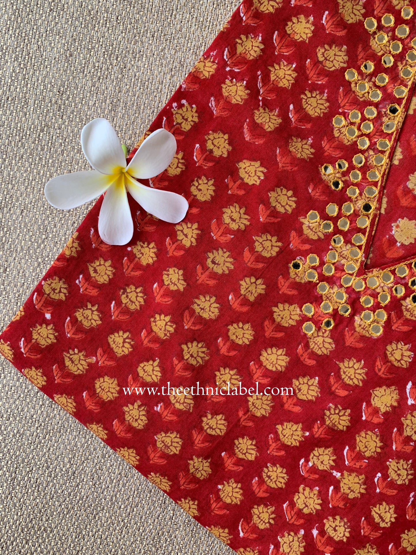 "Kumkum" Hand Embroidered Cotton kurta