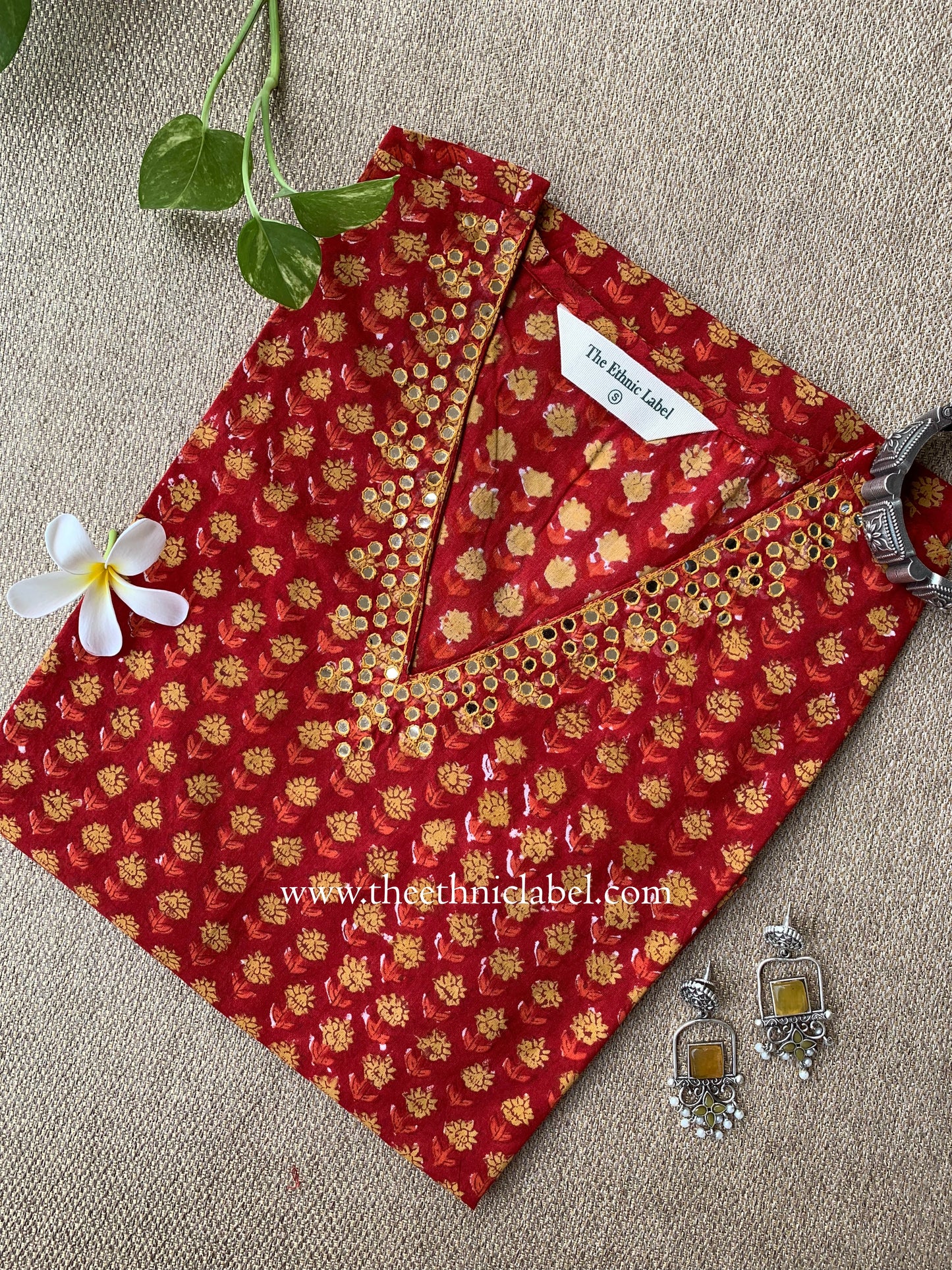 "Kumkum" Hand Embroidered Cotton kurta