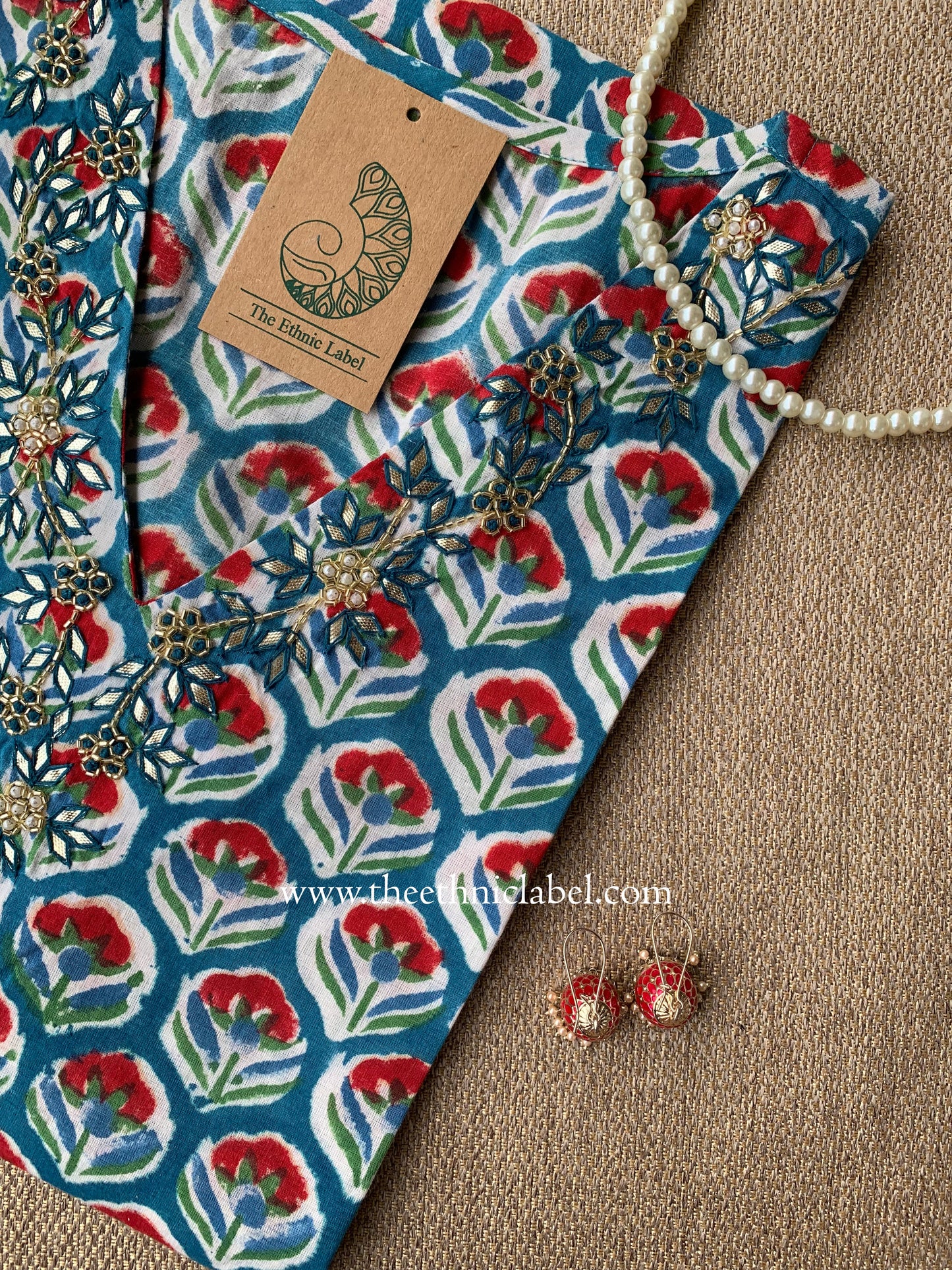 "Neelima" Hand Embroidered Cotton kurta