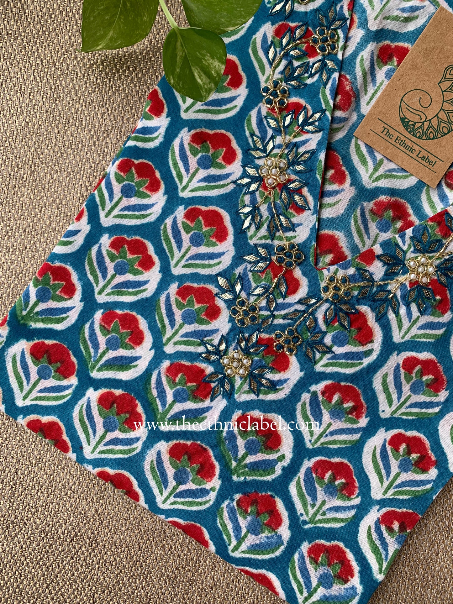 "Neelima" Hand Embroidered Cotton kurta