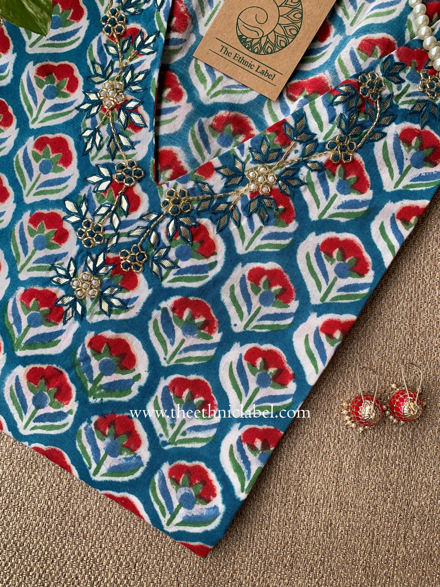 "Neelima" Hand Embroidered Cotton kurta