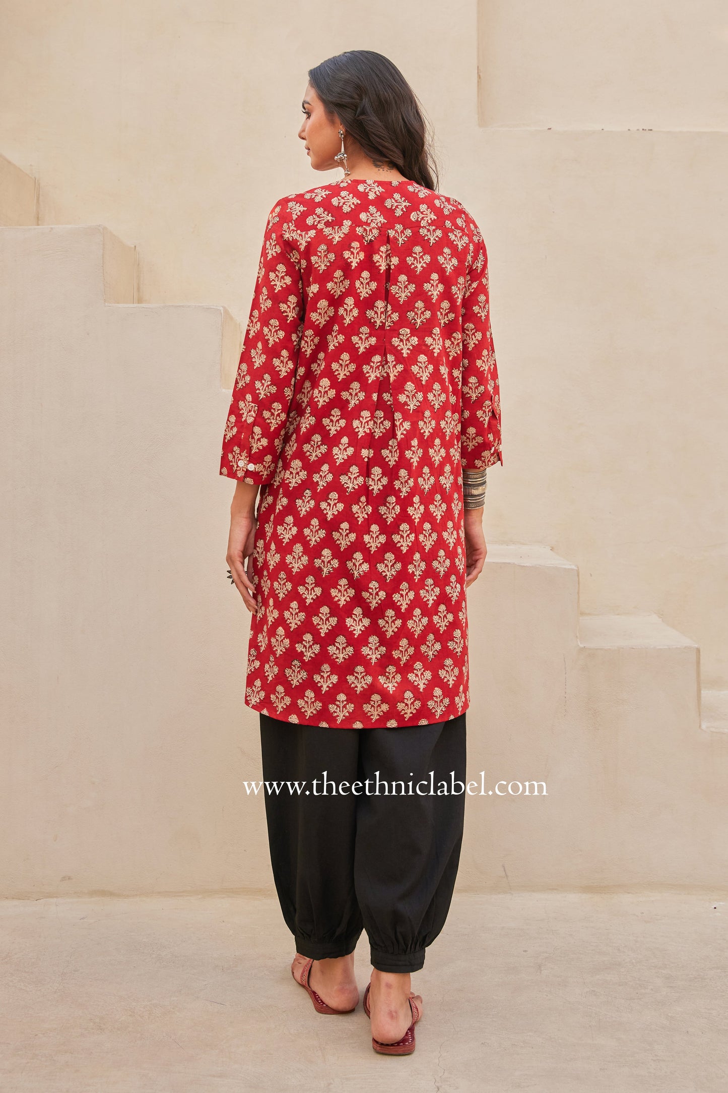 "Prayag" Block Printed Asymmetric Cotton kurta