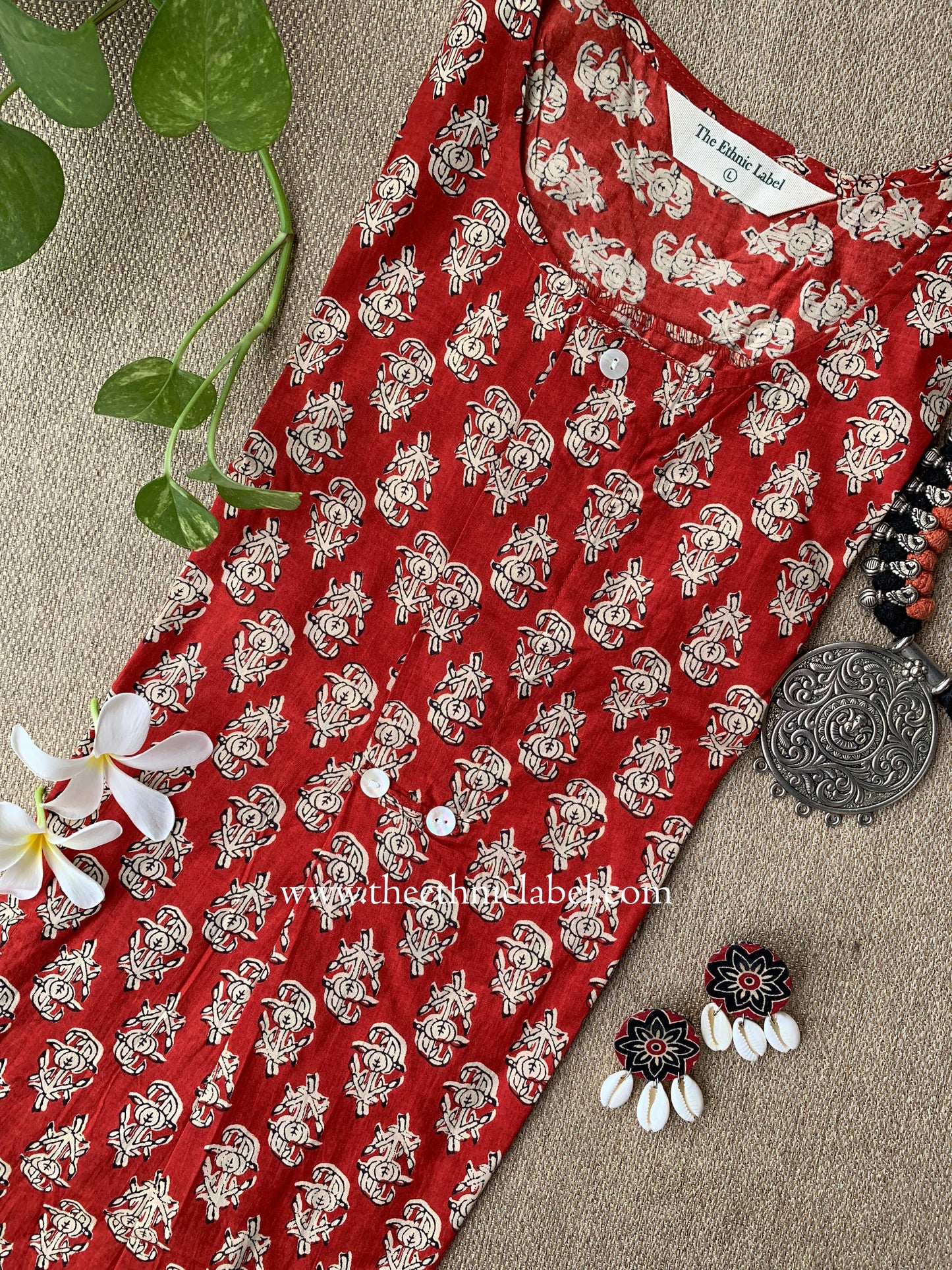 "Prayag" Block Printed Asymmetric Cotton kurta