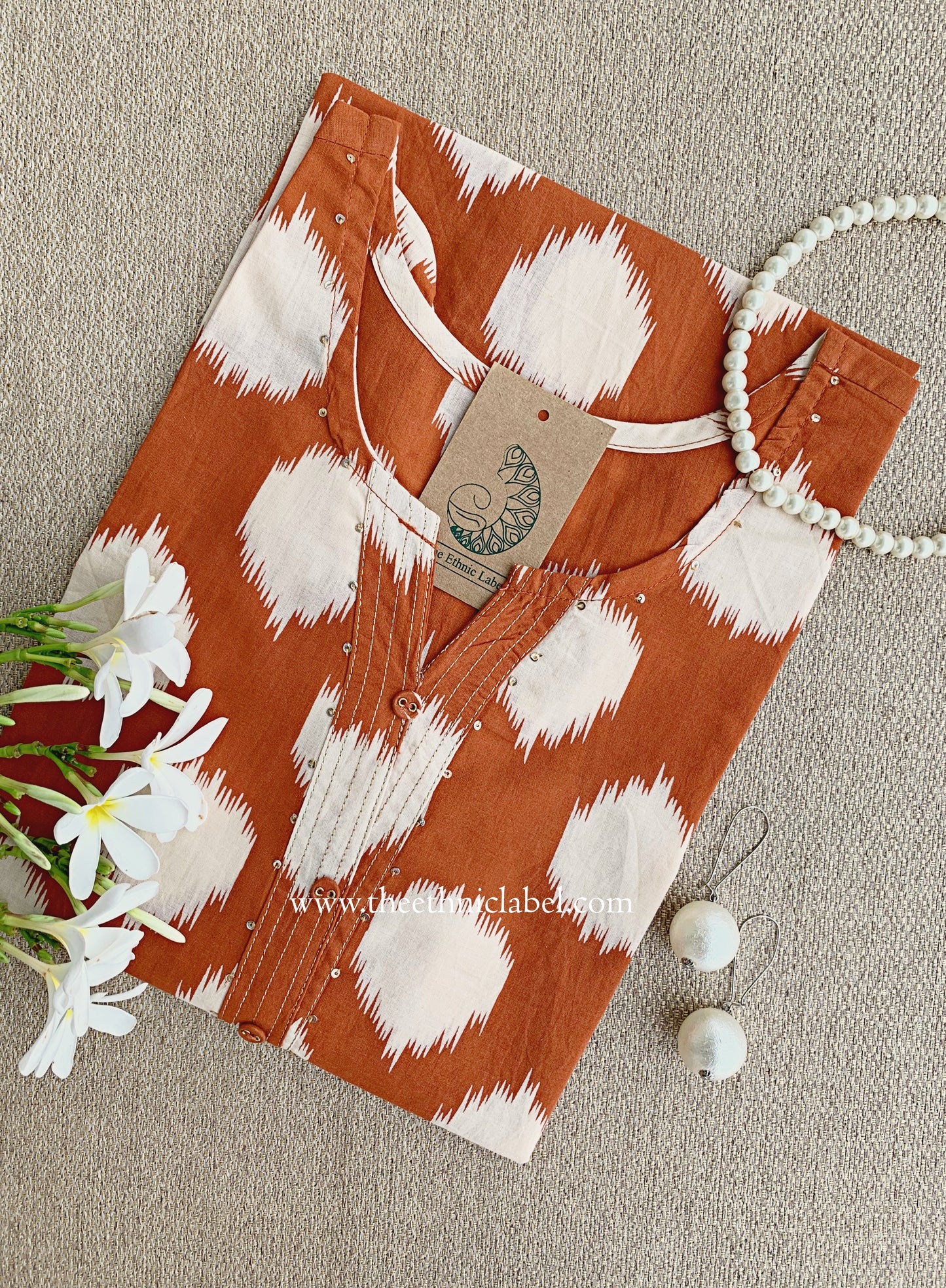 "Lekhni" Rust Cotton kurta