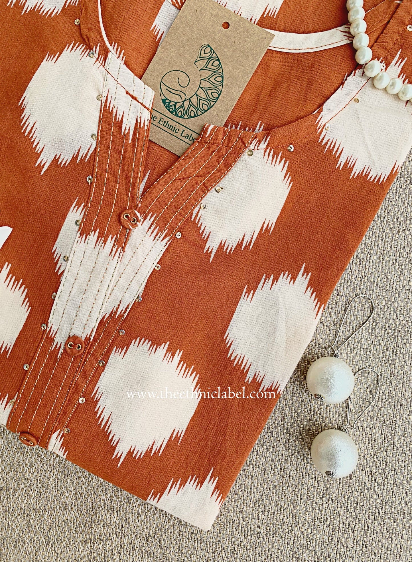 "Lekhni" Rust Cotton kurta