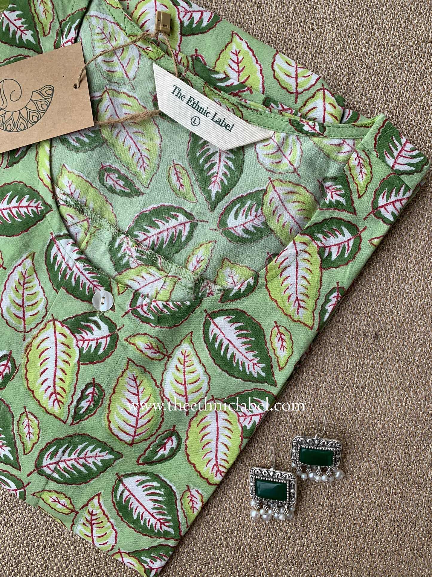 "Patti" Block Printed Buttoned Cotton kurta