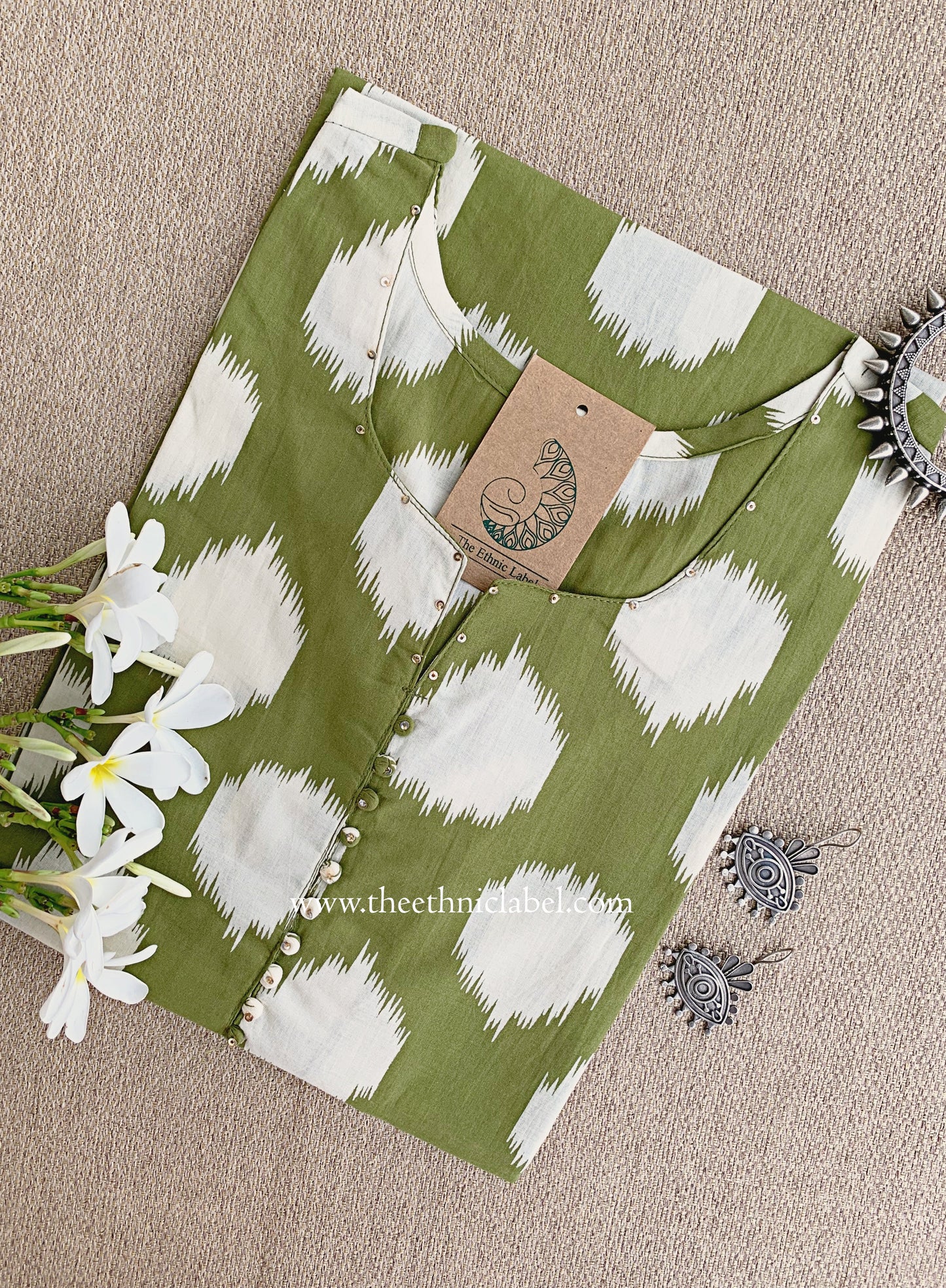 "Lekhni" Green Cotton kurta