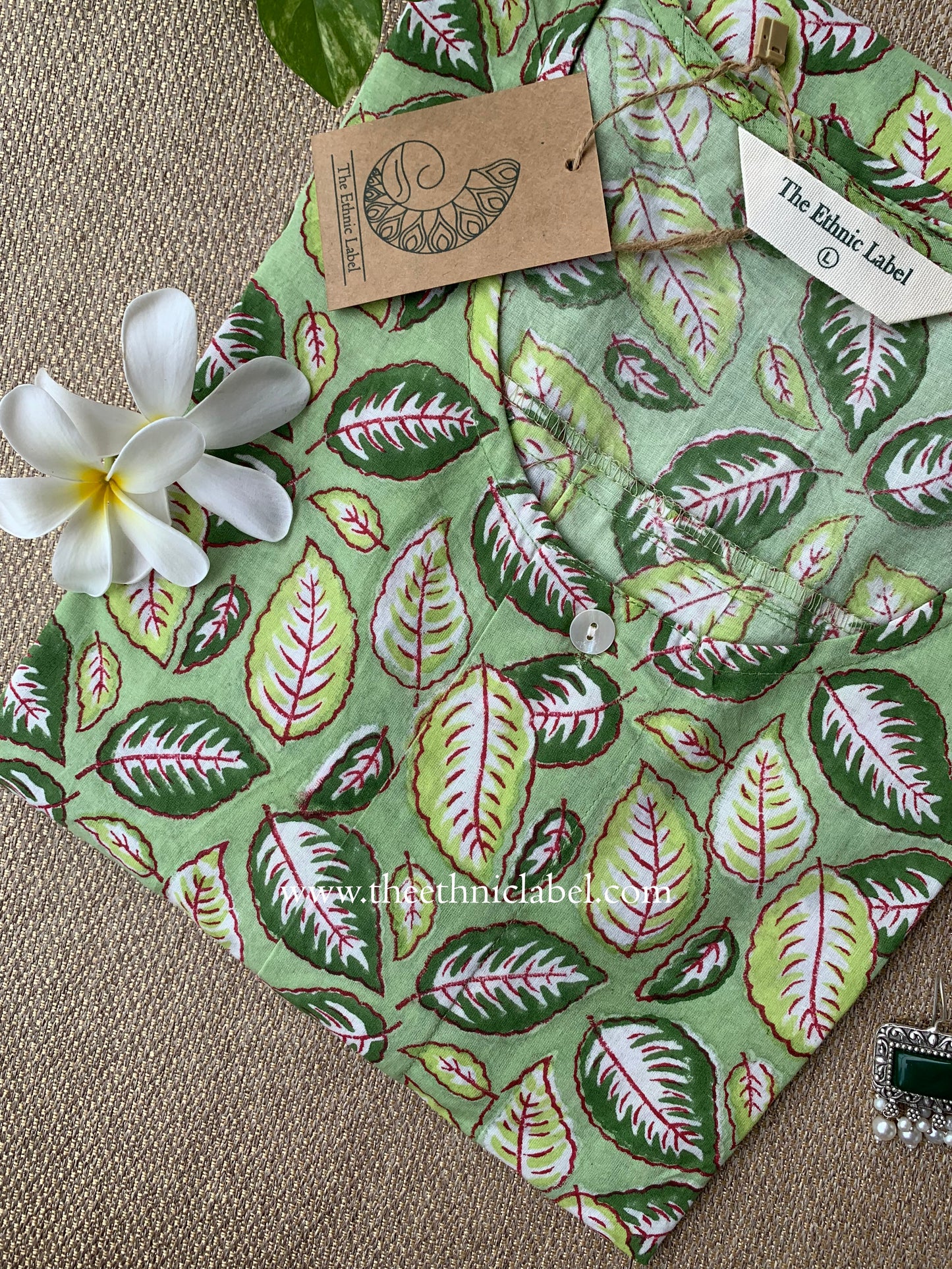 "Patti" Block Printed Buttoned Cotton kurta