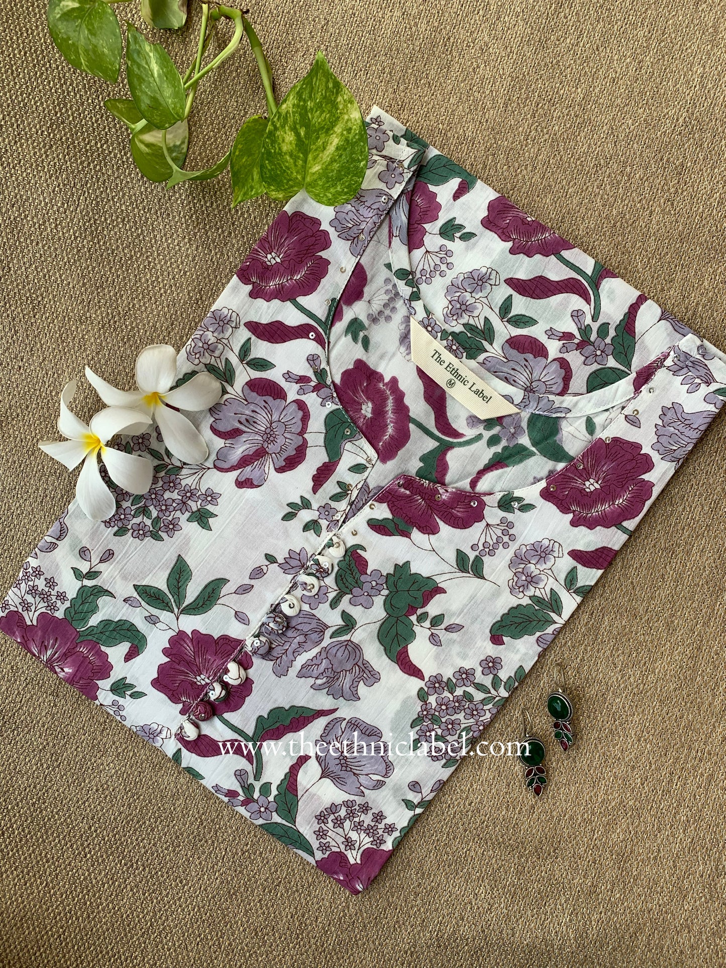 "Baagicha" Floral Cotton kurta- Big size