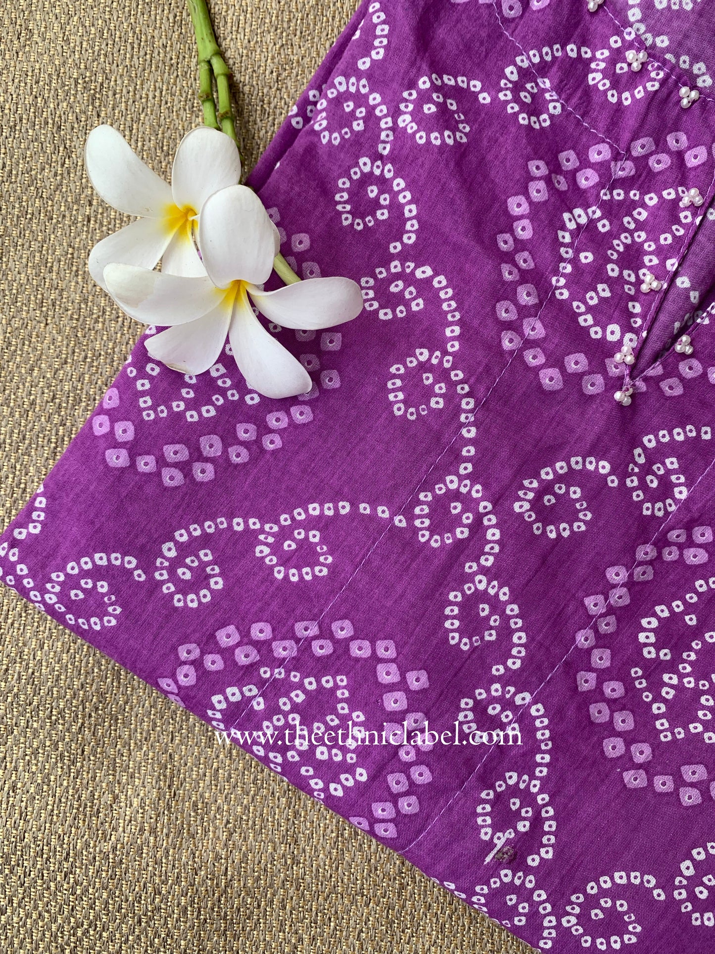"Reza" Bandhani Purple Cotton Kurta
