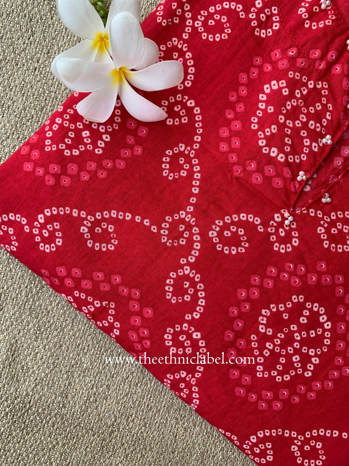 "Noorani" Bandhani Red Cotton Kurta