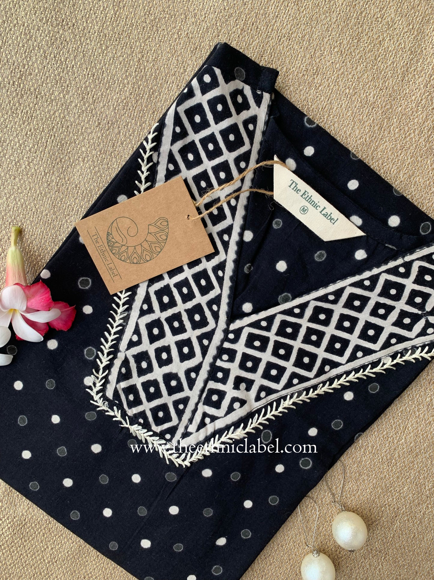 "Tvara" Hand Block Printed Black Cotton kurta