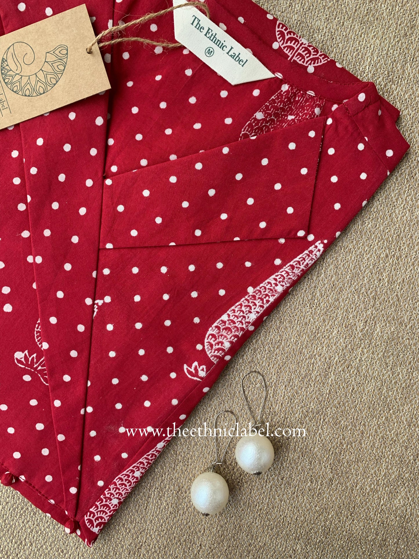 "Samra" Hand Block Printed Dark Red Cotton kurta