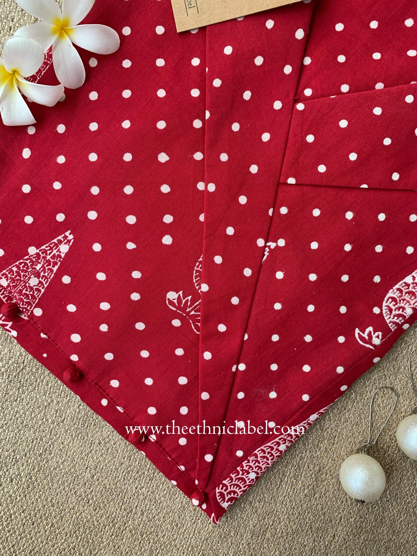 "Samra" Hand Block Printed Dark Red Cotton kurta