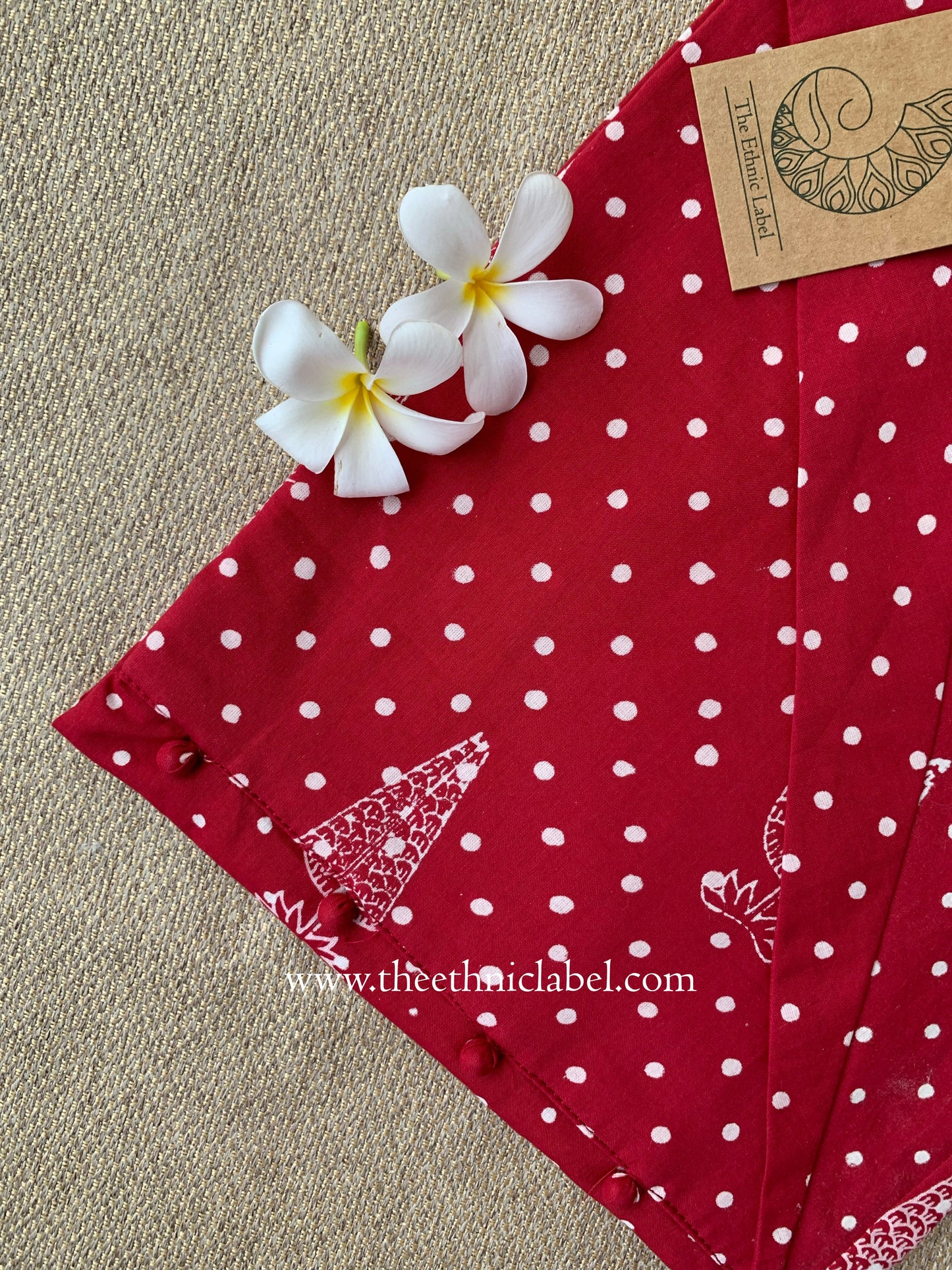 "Samra" Hand Block Printed Dark Red Cotton kurta