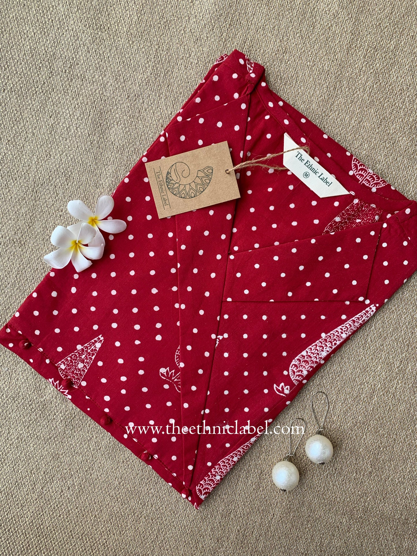 "Samra" Hand Block Printed Dark Red Cotton kurta