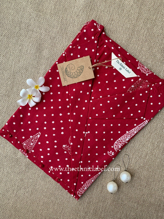 "Samra" Hand Block Printed Dark Red Cotton kurta
