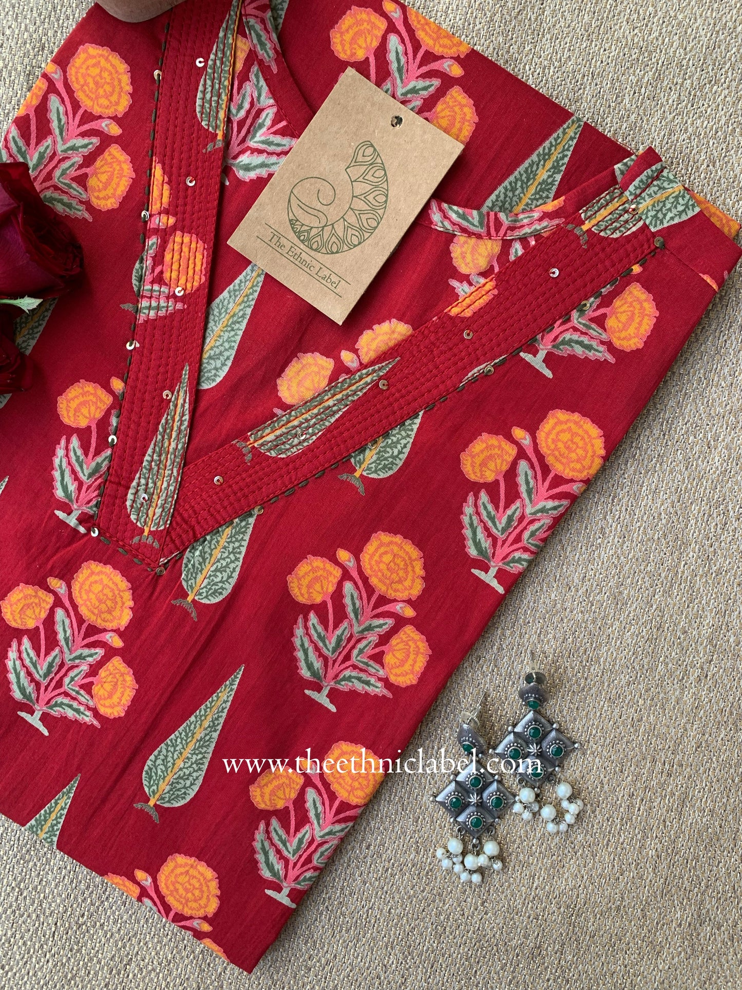 "Shahana" Floral Boota Cotton kurta