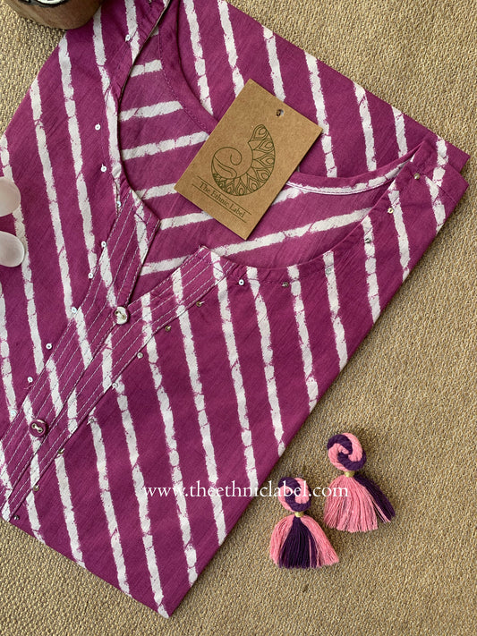 "Mogra" Lehriya Printed Cotton kurta