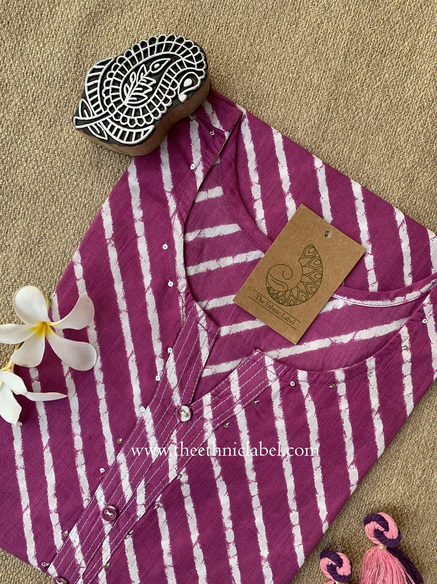 "Mogra" Lehriya Printed Cotton kurta