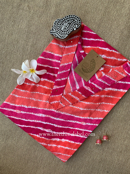 "Sahiba" Lehriya Printed Cotton kurta