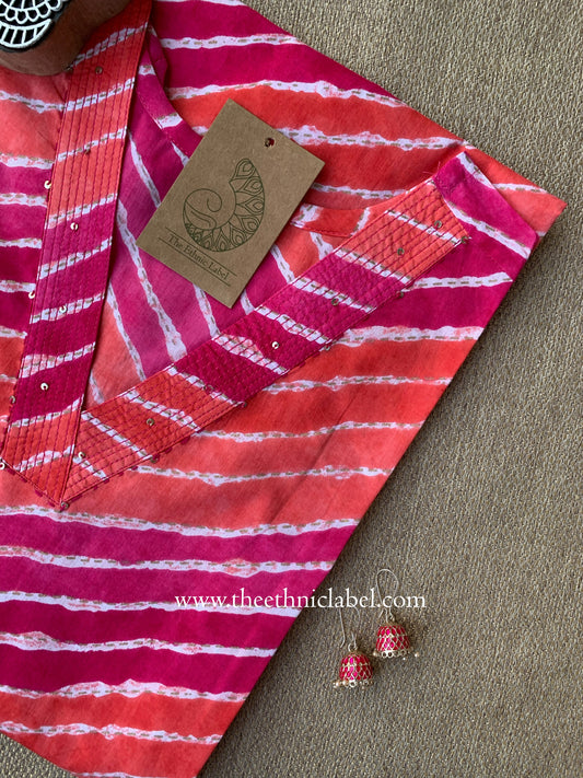 "Sahiba" Lehriya Printed Cotton kurta