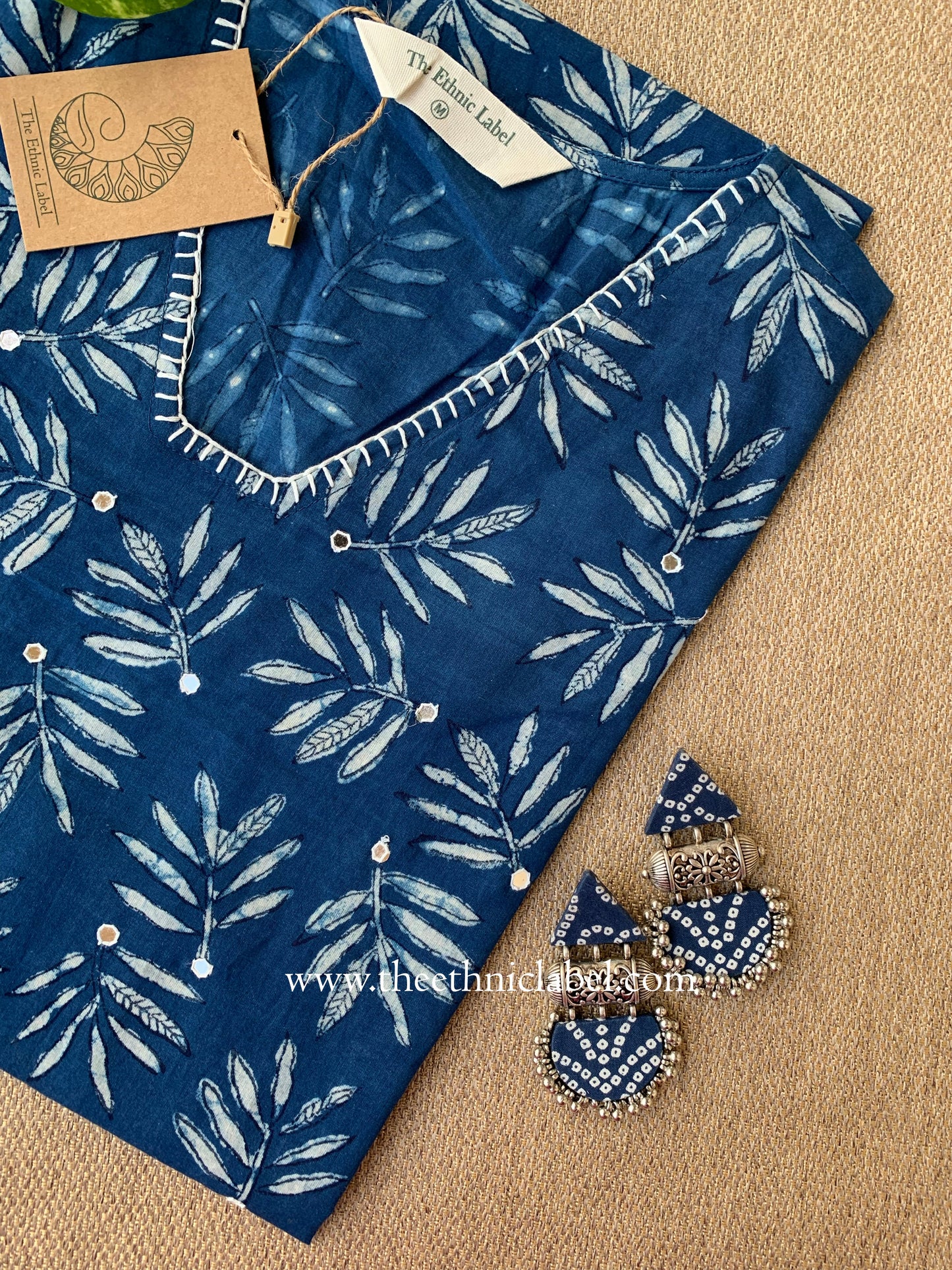 "Zunaira" Hand-embroidered Block Print Cotton kurta