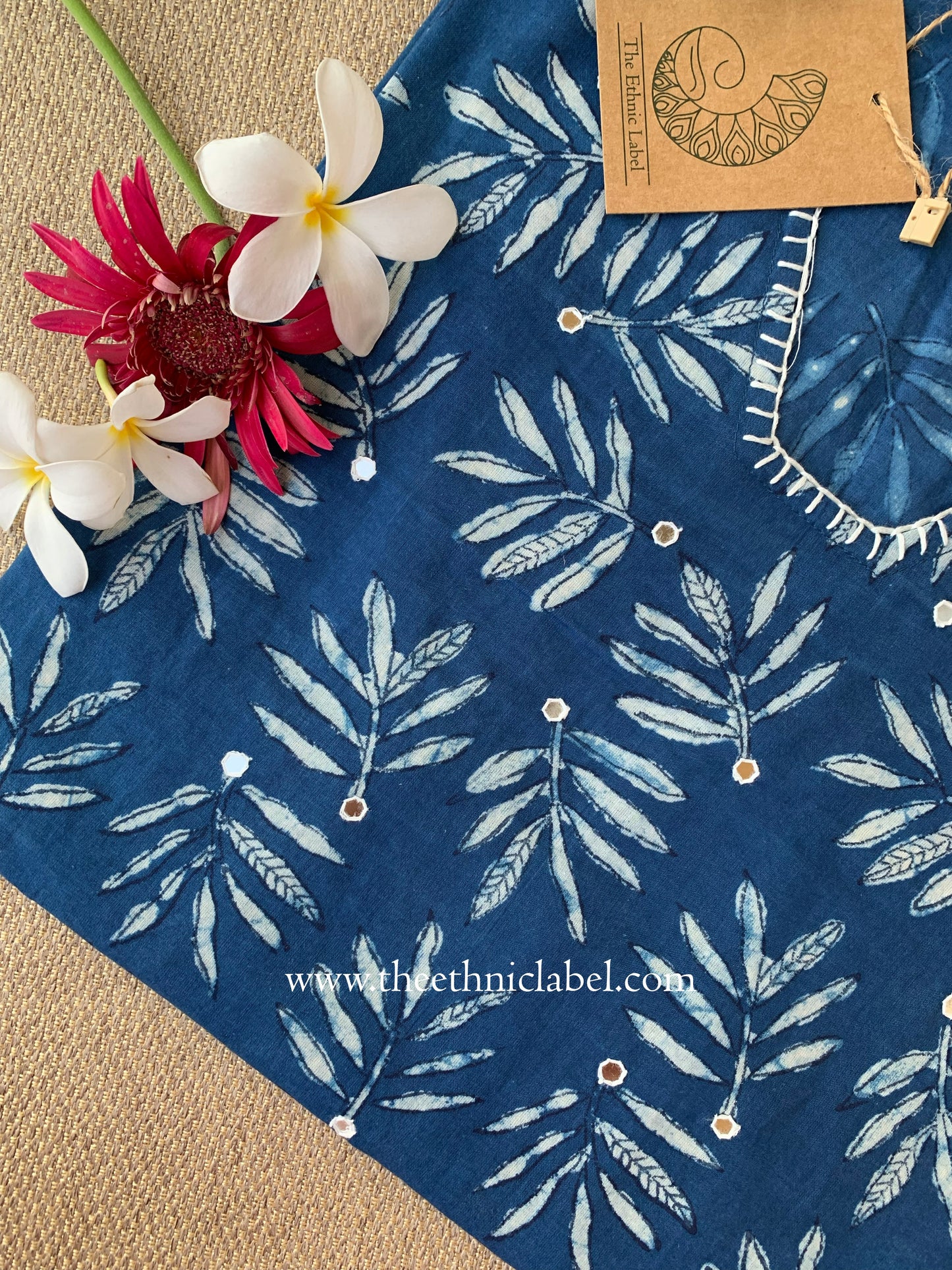 "Zunaira" Hand-embroidered Block Print Cotton kurta