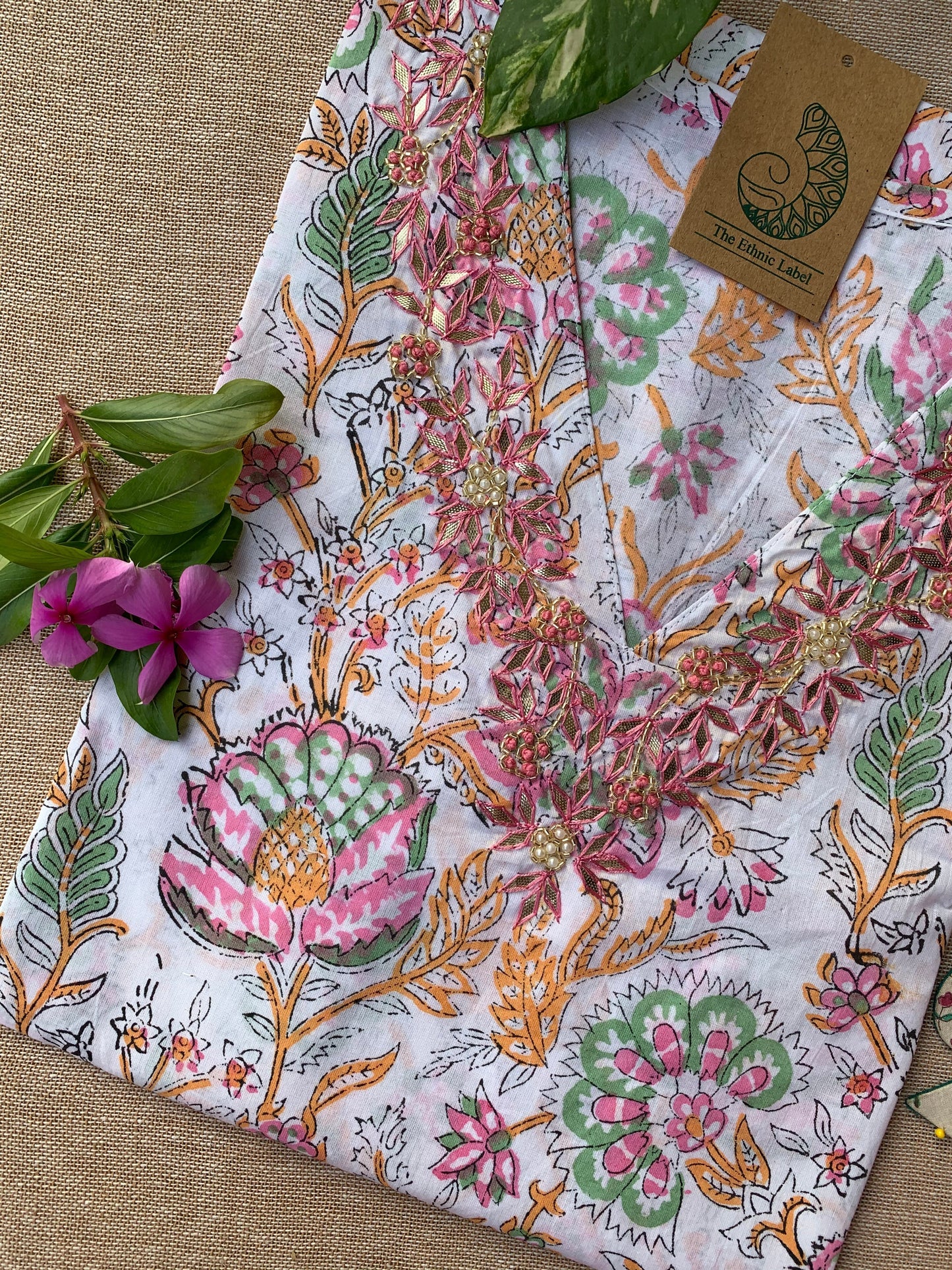 “Aabheri” Hand Work Embellished Cotton kurta