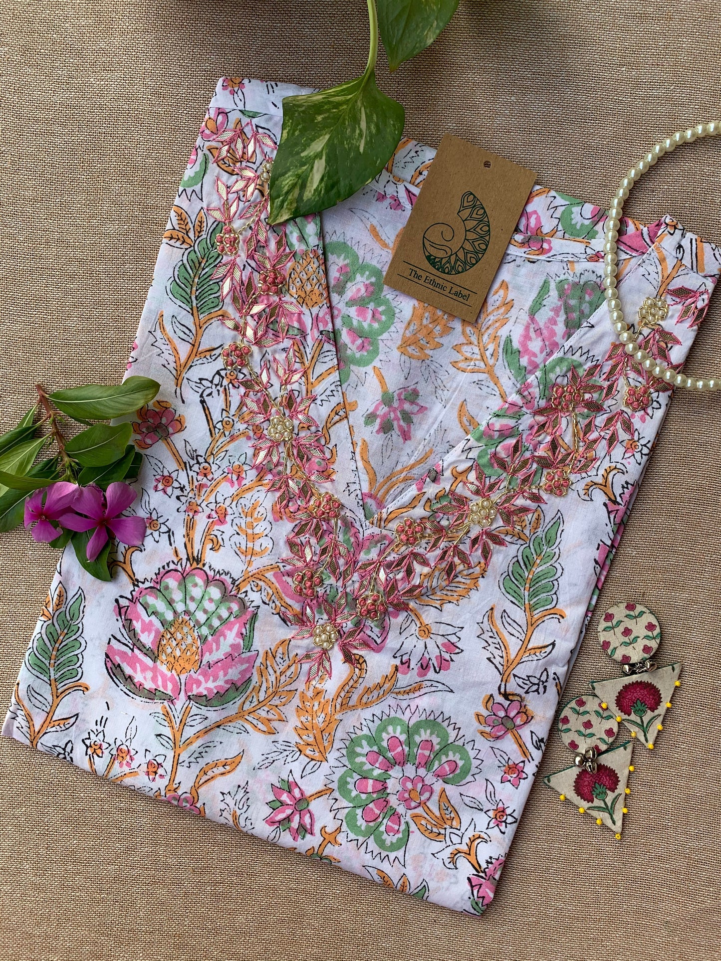 “Aabheri” Hand Work Embellished Cotton kurta