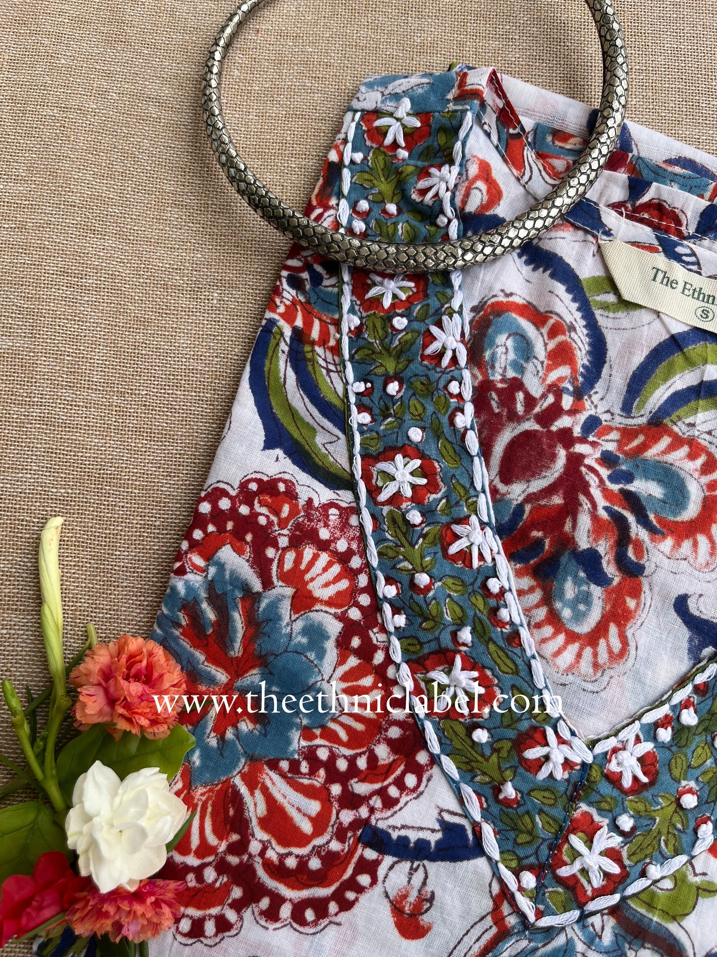 "Madhuri" Hand Work Block Printed Cotton kurta