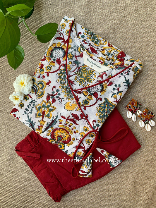 "Prishita" Hand Block Printed Kurta with Straight Pant-2pc