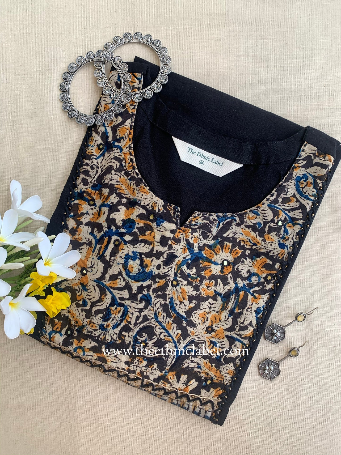 "Sara" Black Handwork Cotton kurta