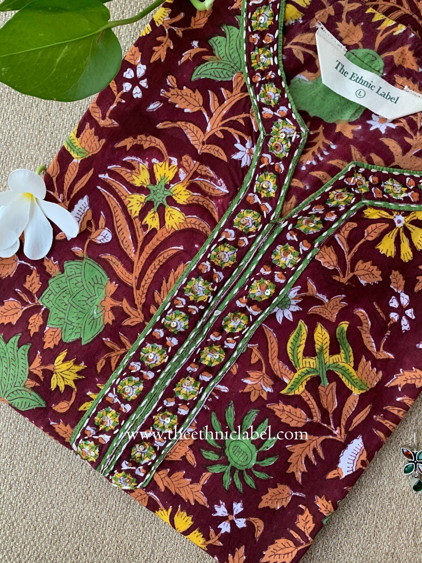 "Rohini" Block Printed Handwork Cotton kurta