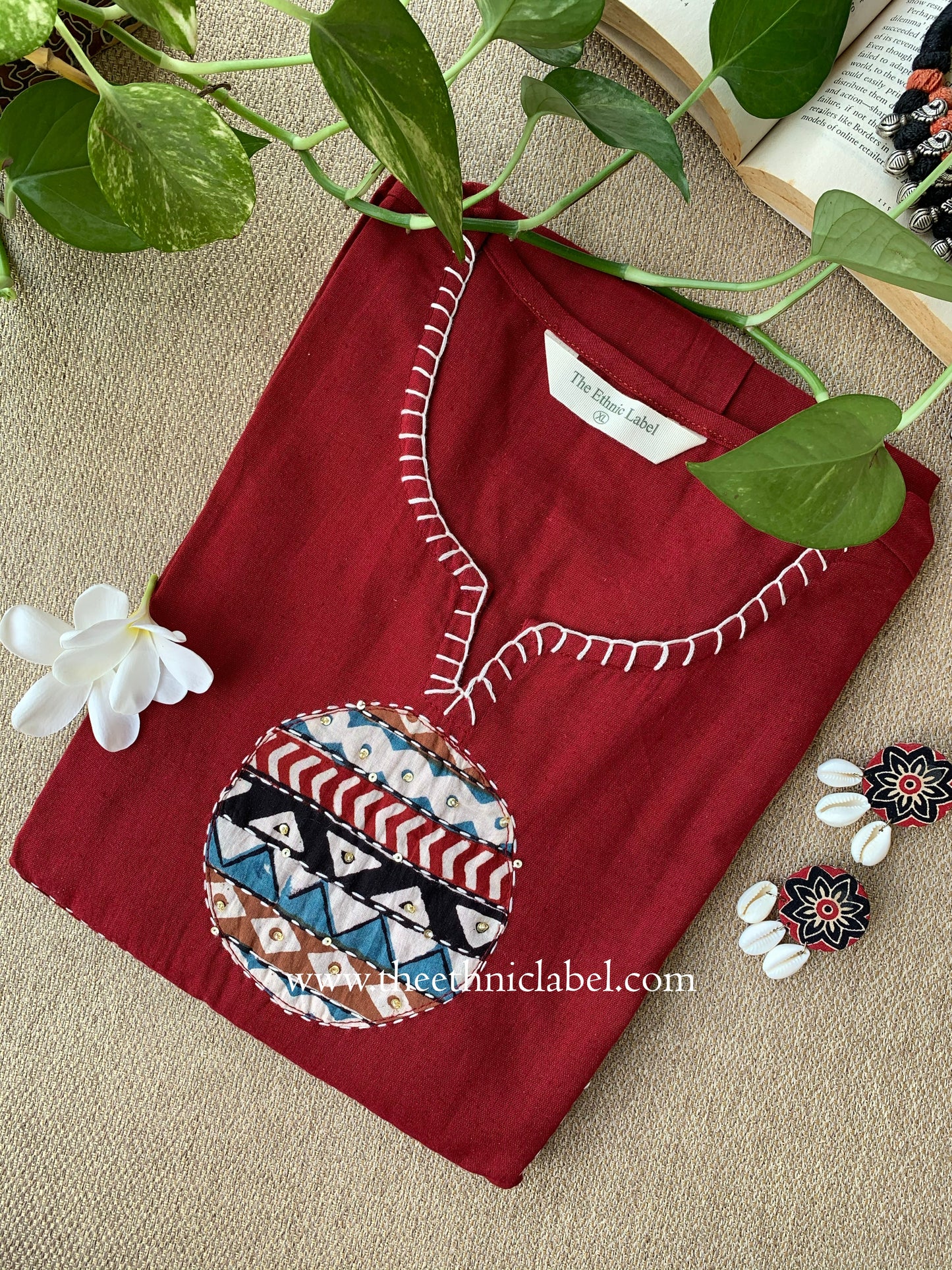 "Pratha" Hand Work A line Cotton Kurta