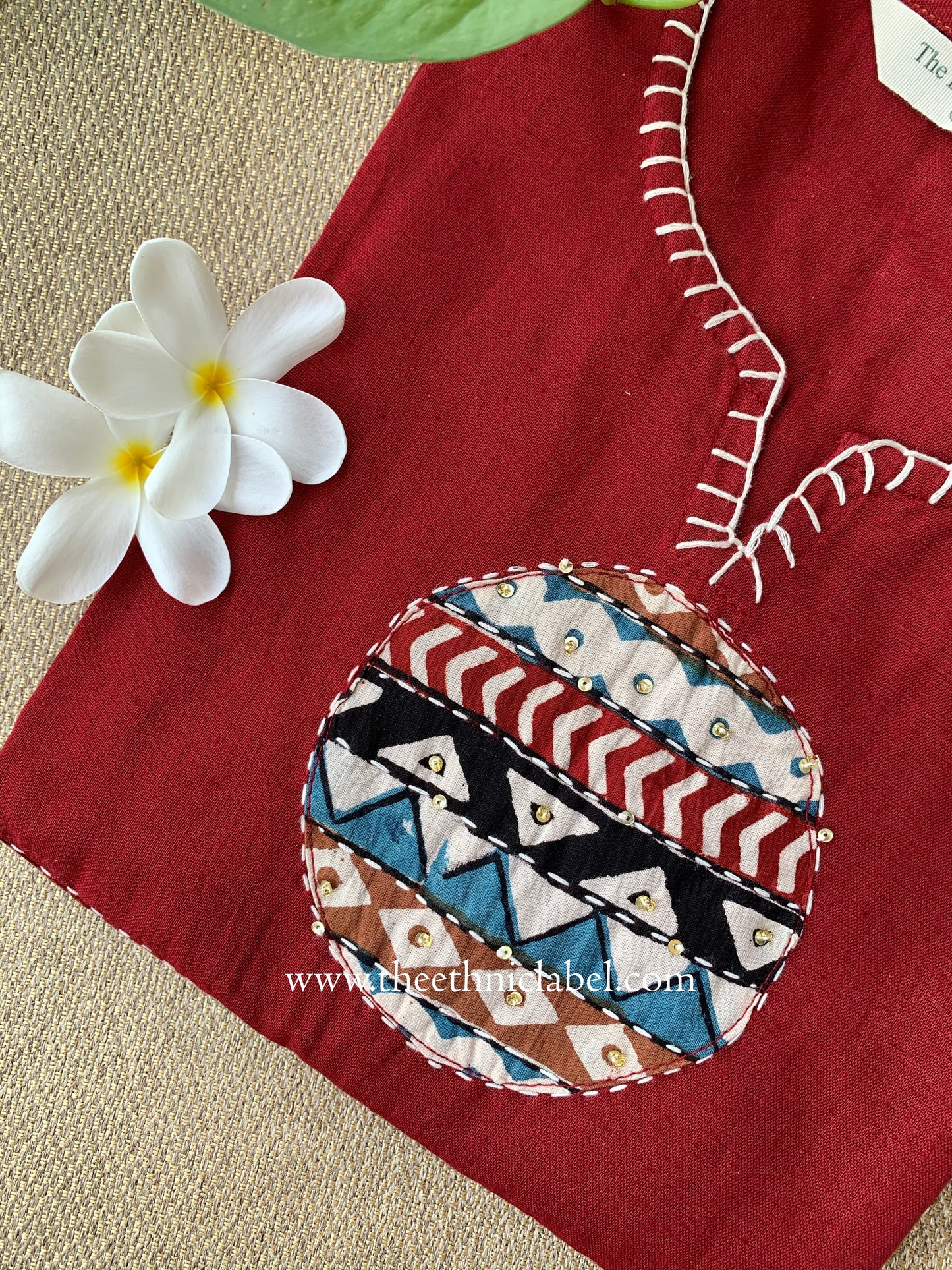 "Pratha" Hand Work A line Cotton Kurta