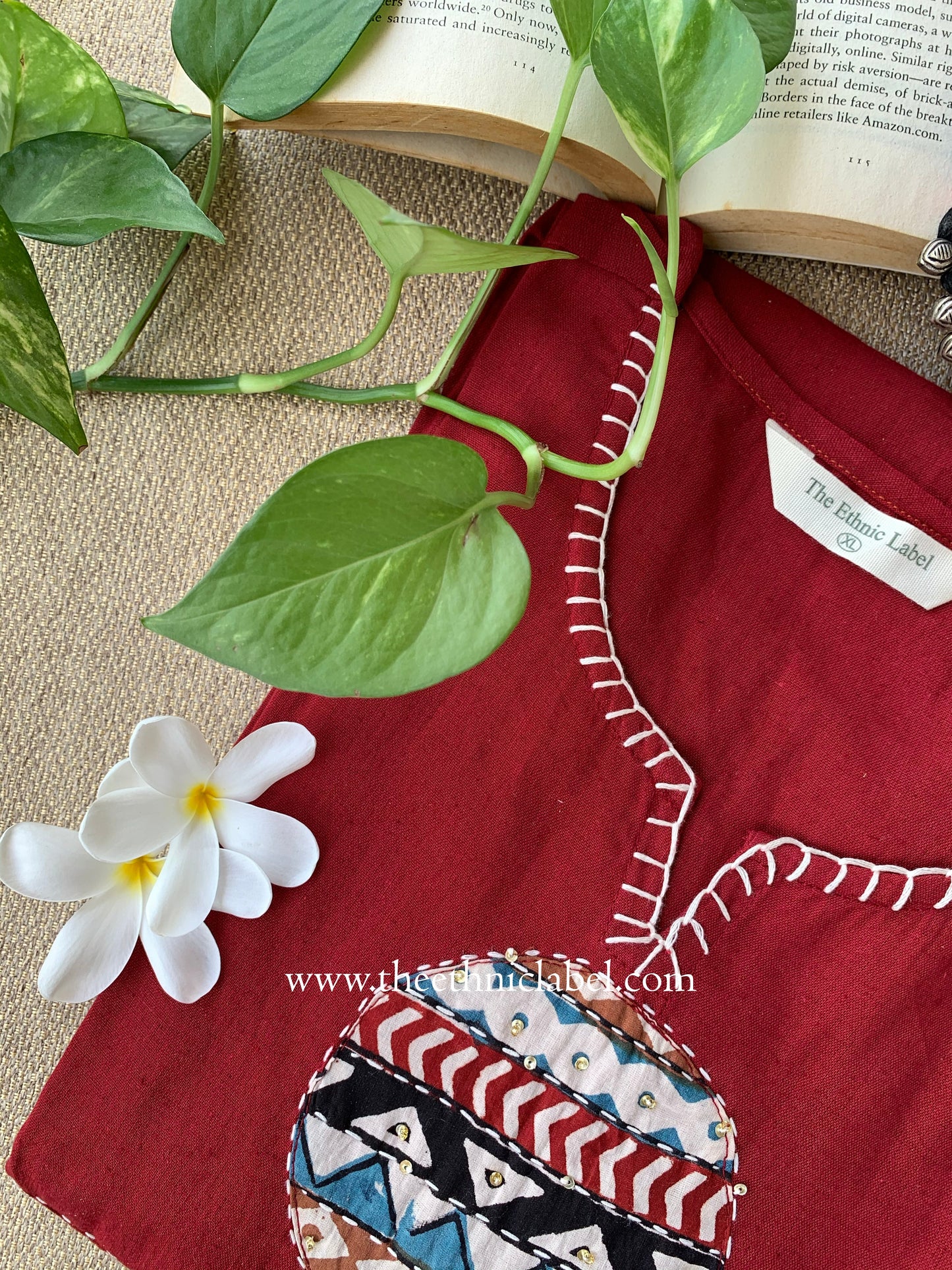 "Pratha" Hand Work A line Cotton Kurta